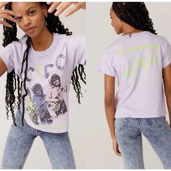 Anthropologie LeLuv Size XL ACDC Graphic Band Tour Tee Rock USA Cotton New Af17 - Picture 3 of 10